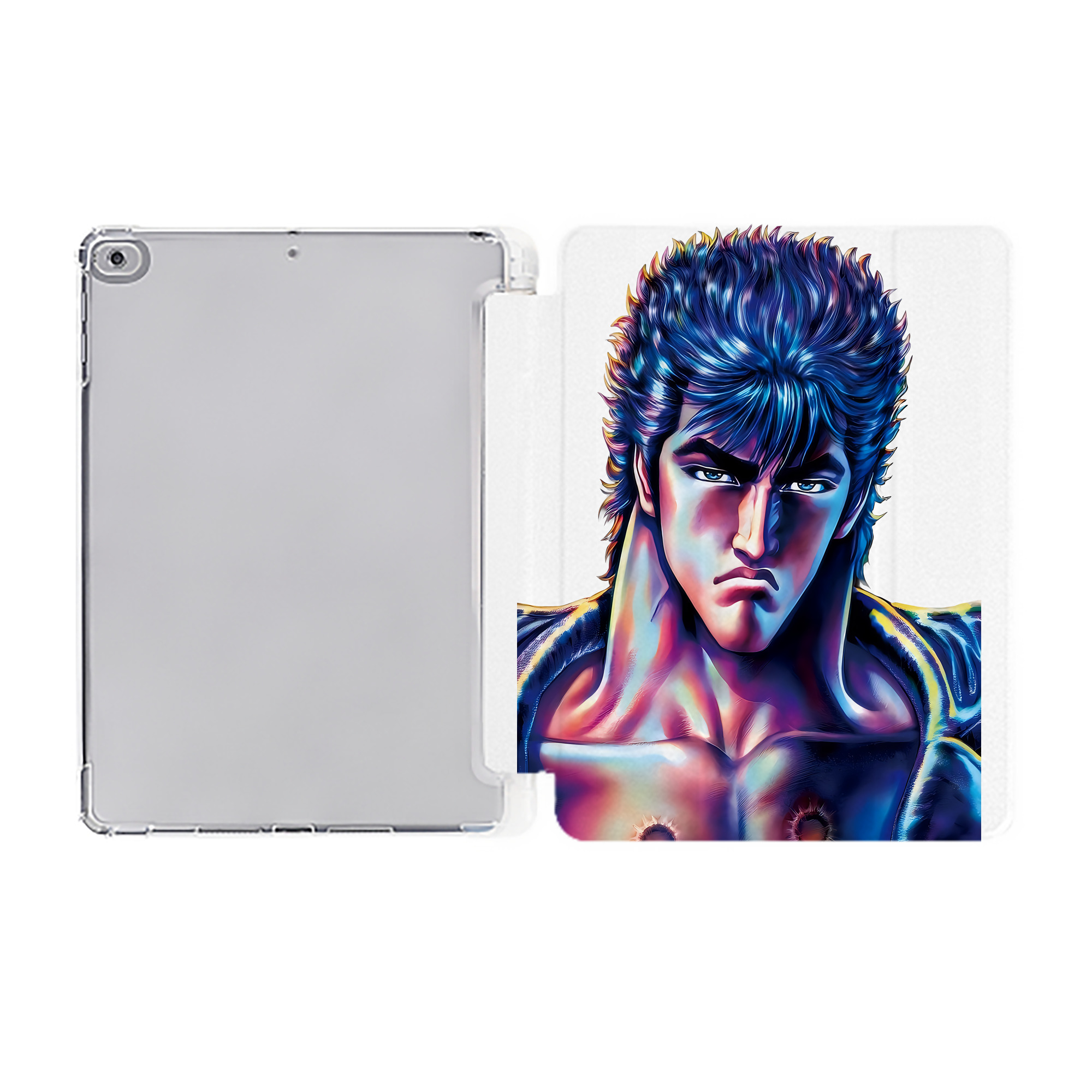 （画像用） 北斗の拳 Fist of the North Star IPad ケース ペン収納付き 三つ折りスタンド PUレザー×シリコン 対応機種9.5/10.5/10.9インチ